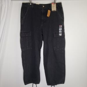 Levi's '94 Baggy Cargo Jeans Womens Mid Rise Wide Leg Adjustable Hem Size 32